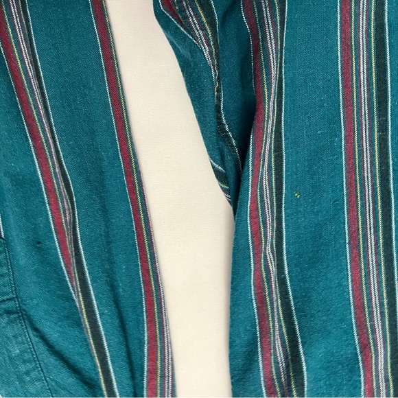 Vintage Men’s Oskkosh B’Gosh Striped Teal Shirt Size Large - Picture 5 of 16